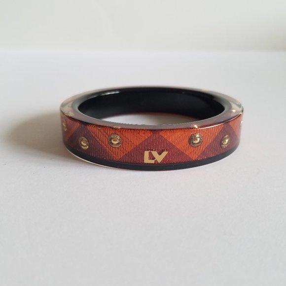Louis Vuitton Brown Gold Logo LV Bracelet - Picture 1 of 12